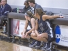 Rachel Slaney waits at the scorer's table to enter the game.