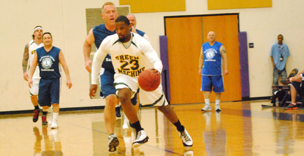 James Jones, a wide receiver for the Green Bay Packers, participated in a charity basketball game with the DeForest Lions Club on April 20.