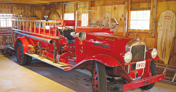 The 1902 fire engine is one of the many interesting pieces at Swiss Historical Village.