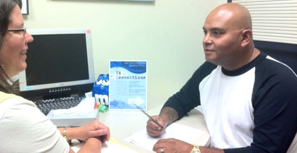 Veteran Jose Velazquez meets regularly with a counselor at the clinic for progress.