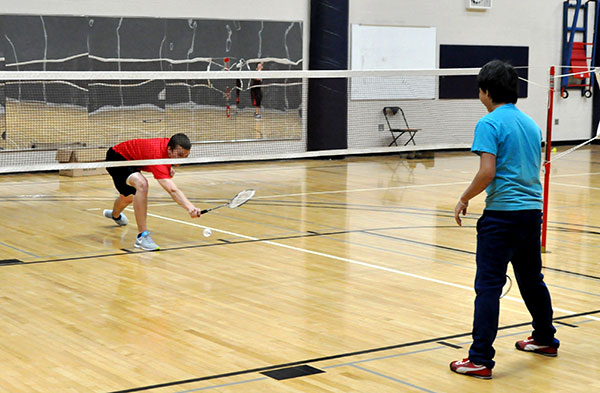 Students playing badminton