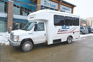The Madison College campus-to-campus shuttle makes a recent stop at the South Campus.