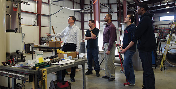 A group of WiscAMP scholars from Madison College visit the ACS Manufacturing Facility.
