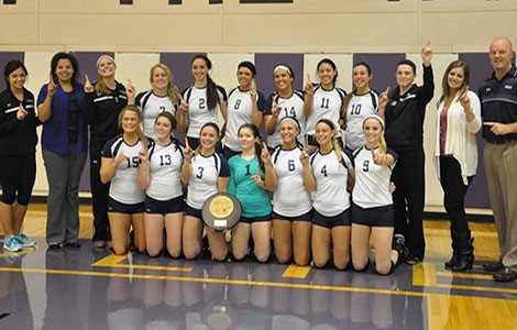 The Madison College volleyball team celebrations its victory in the NJCAA Region IV Tournament on Nov. 1. The WolfPack now advances to the NJCAA Division III National Tournament in Rochester, Minn., on Nov. 14-15.