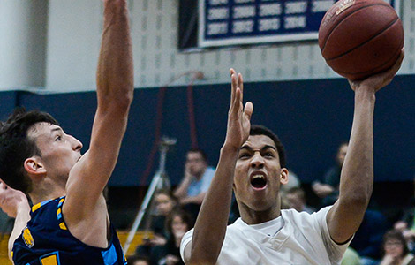Madison College’s Jarrod Walton (21) drives to the basket against Rock County on Jan. 14.
