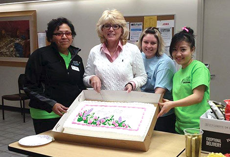 Students at the Portage Campus celebrated spring with food and games. Pictured, from left, are Raquel Manning, staff member Sue Trimmer, Sam Hunter and Mia Heo. Manning, Hunter and Heo are members of the Portage Engagement Committee, which provides programming for students at the Portage Campus.