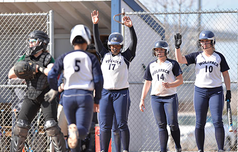 Madison College’s Ashley Marshall takes a pitch during her team’s doubleheader with College of DuPage on March 31.