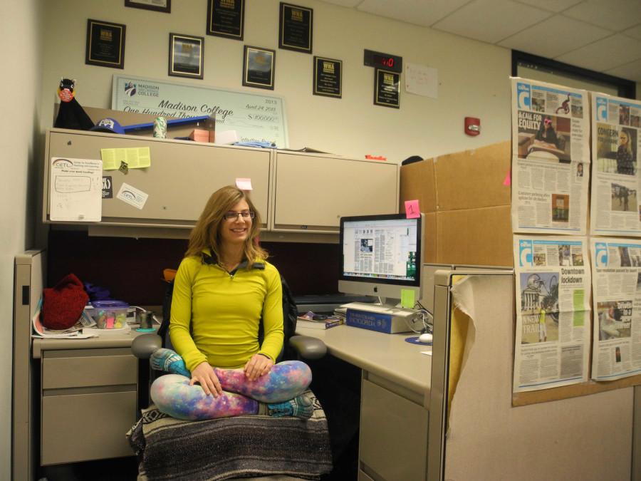 Natalie sits comfortable in her favorite outfit.