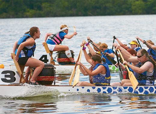 Dragon boat competitors race during one of the recent events.
