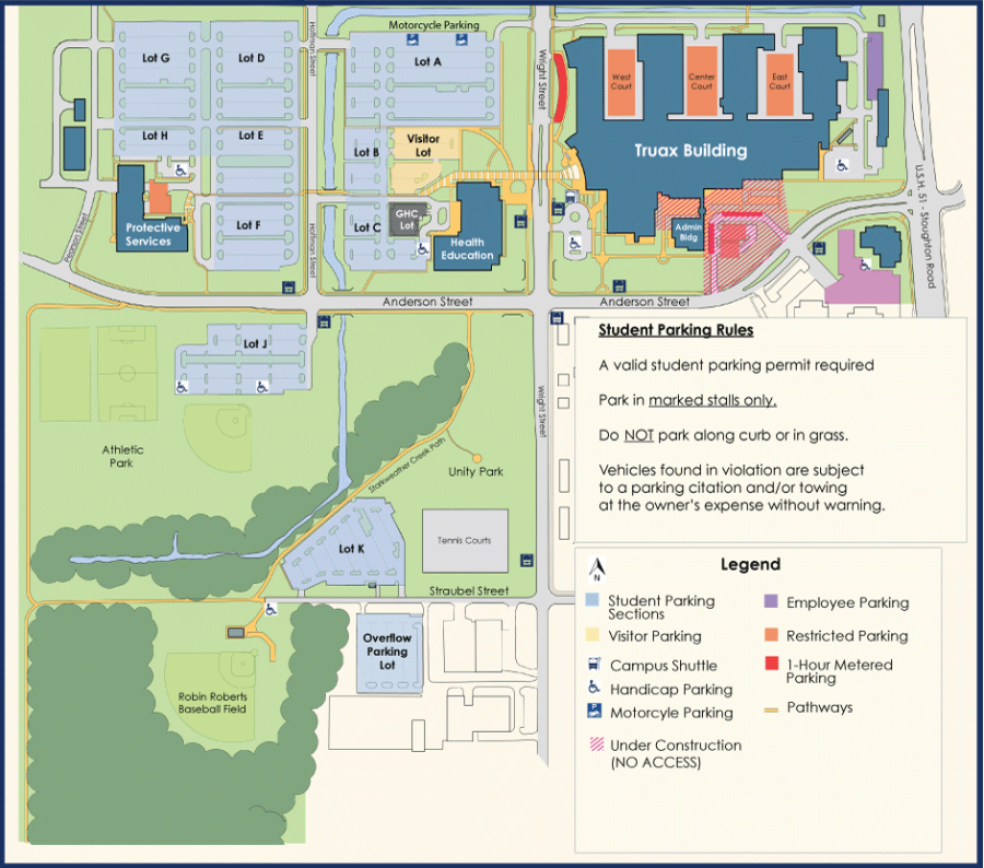 New parking map for Truax Campus