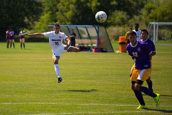 Alfredo Ramirez-Pinho (10) scores for Madison College in a 1-1 tie against McHenry on Aug. 22. 