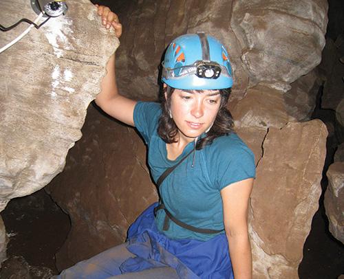 Alia Gurtov inside the Rising Star cave where the new species Homo naledi was discovered.