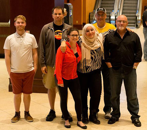 The Clarion staff who attended the Associated Collegiate Press Convention were, from left, Nicolas LaMorte, Josh Zytkiewicz, Rebecca Waraczynski, Mouna Algahaithi, advisor Doug Kirchberg and instructor Terry Bell.