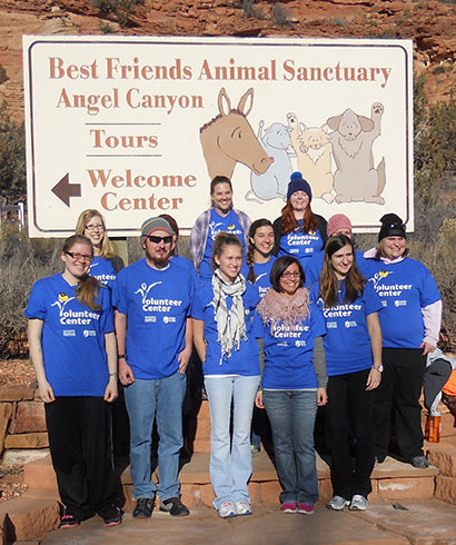 Student volunteers helped at the Best Friends Animal Sanctuary last year.