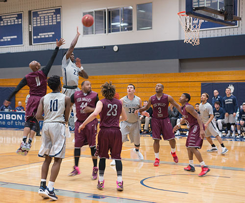 Malik Henderson (23) takes a shot during the Madison College men’s basketball game against Fox Valley Tech on Jan. 4.