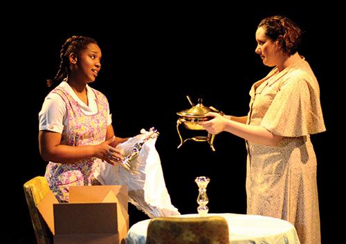 Brieann Robbins, left, and Antonia Villalon perform in a dress rehearsal of the Madison College Performing Arts production of "Clybourne Park."