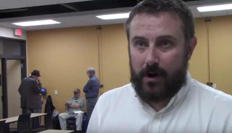 Author Jeremy Scahill speaks to students at Madison College on Sept. 19.