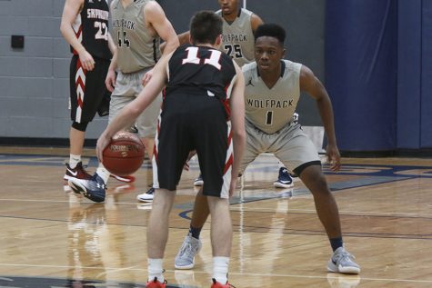 Madison College’s Tyree Young defends a Sauk Valley opponent on Nov. 15