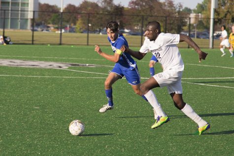 Madison College forward Ali Barry (22) pushes the ball upfield past a defender during a recent match at Irwin A. & Robert D. Goodman Pitch-East.