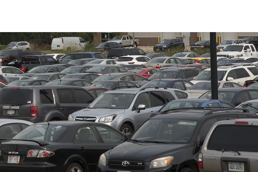 The main Truax Campus parking lot often fills early during the first few weeks of classes each semester.