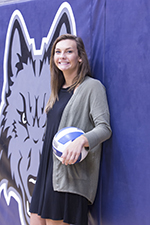 Former player Andrea Bauer is one of the volleyball assistants.