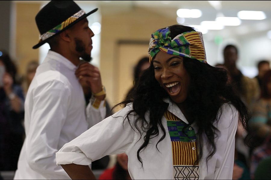 Students Model clothing in the Embrace Fashion Show held on Friday, Nov. 17, in the Truax Campus cafeteria.
