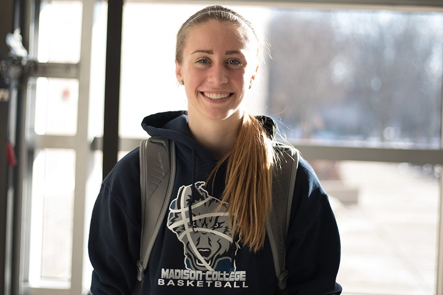 Madison College’s Megan Corcoran has been a team leader on both the WolfPack volleyball and women’s basketball teams.