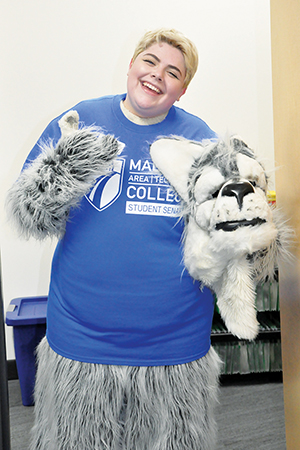 Adrienne Oliva, The Clarion's editor-in-chief, spent a day as Wolfie, the college's mascot and enjoyed the experience.