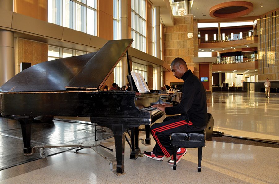 A student performs during the Student Showcase held last year in the Truax Campus Gateway.