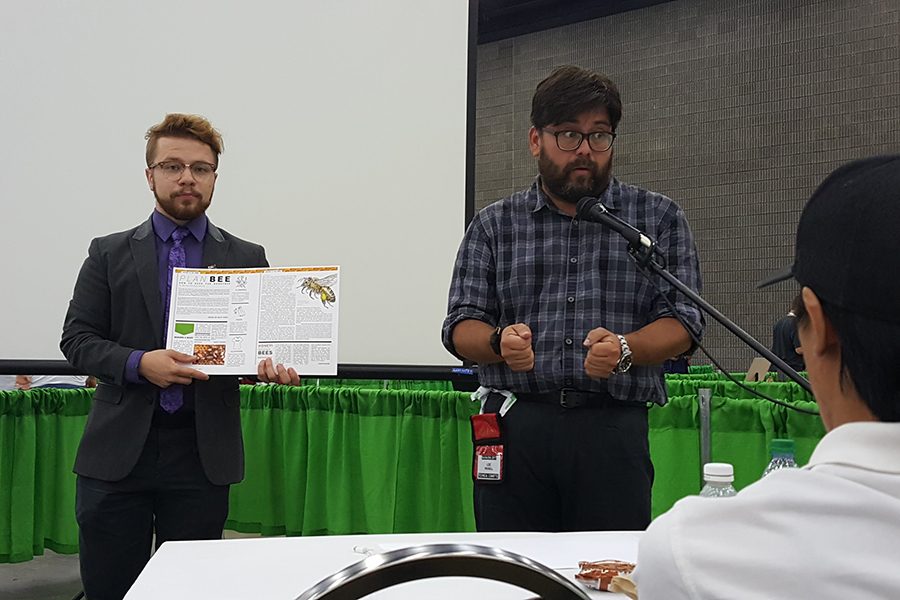Spencer Wolf, left, and Lee Troxell compete in the 2017 SkillUSA National Conference Advertising Design Competition. This year, Madison College will send 11 students to the national competition.