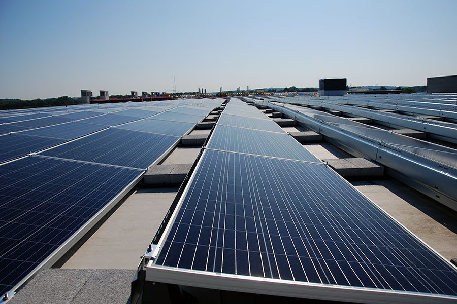 Solar panels are now being installed on the rooftops of the main Truax Campus buildings.