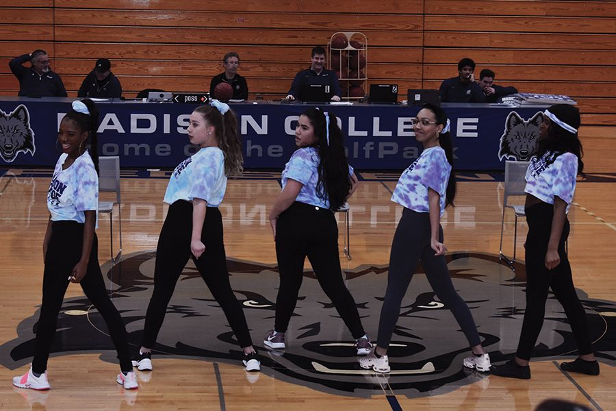 The WolfPack Diamonds performed at halftime of the basketball games on Feb.16