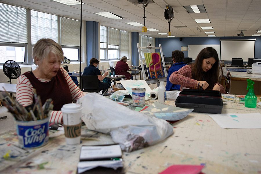 Students work in one of the art labs at the Madison College Downtown Campus