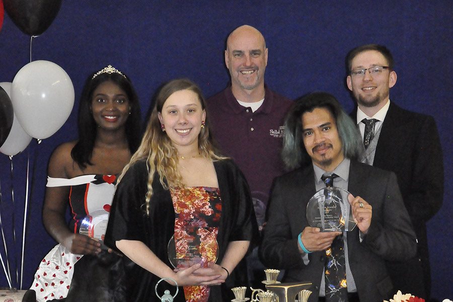 Karen Roberts Student Life Leadership Award winners were, from left, Aminata Sowe, Deyshia Kinsey, Tim Myers, Andrew Kicmol and Steven Ansorge