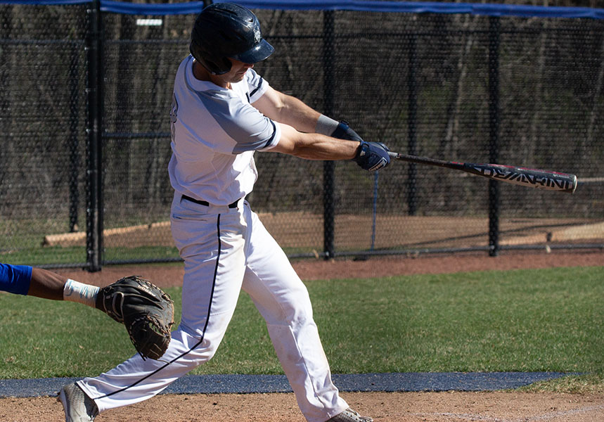 Madison College’s Adam Larock takes a swing at a pitch during a recent game. Larock is hitting .357 this season. He and his teammates hope to take the momentum of a 34-9 season into post-season play.