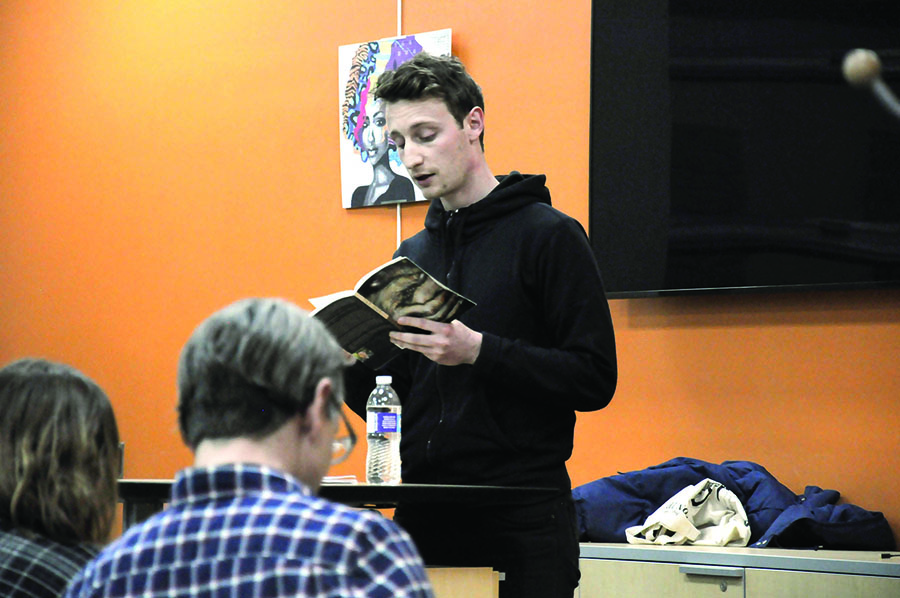 Edgar Kunz reads from his book “Tap Out” in the Intercultural Exchange at the Truax Campus, Room C1430. The event was sponsored by the Yahara Journal.