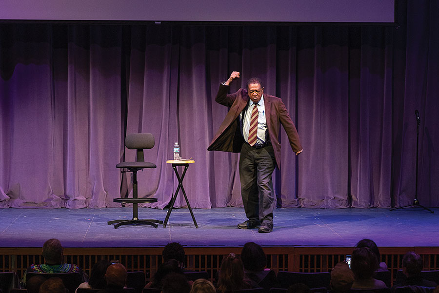 Bobby+Seale+speaks+to+the+crowd+about+his+experinces+as+a+co-founder+of+the+Black+Panther+Party.