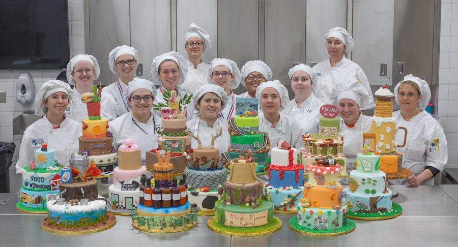 Madison College students display all the cakes they took to the Wisconsin Bakers Association cake and cupcake competition in Milwaukee on March 9-11.
