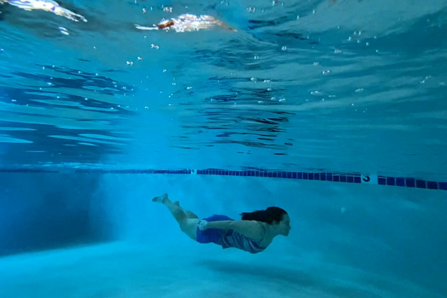 An underwater shot shows a swimmer enjoying her time at the Days Inn and Suites pool.