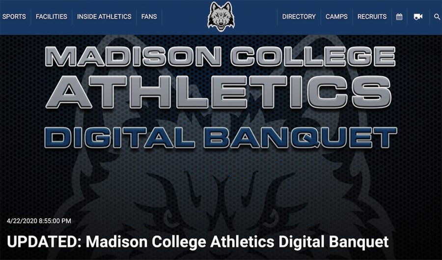 Madison College athletics digital banquet announcement.