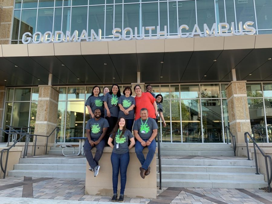 Valentina Ahedo (In red) poses with the administration staff of the Goodman South Campus.