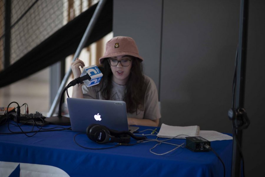 Cassandra Cullen is Clarion Radio’s new General Manager, pictured at a radio booth at one of the campus club events.