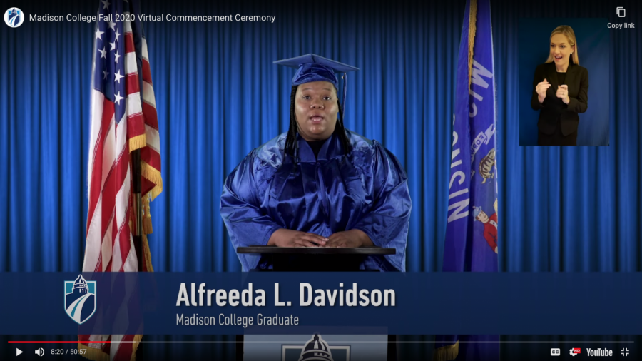 Alfreeda L. Davidson, a nursing graduate, was the student speaker for the Fall 2020 graduation.