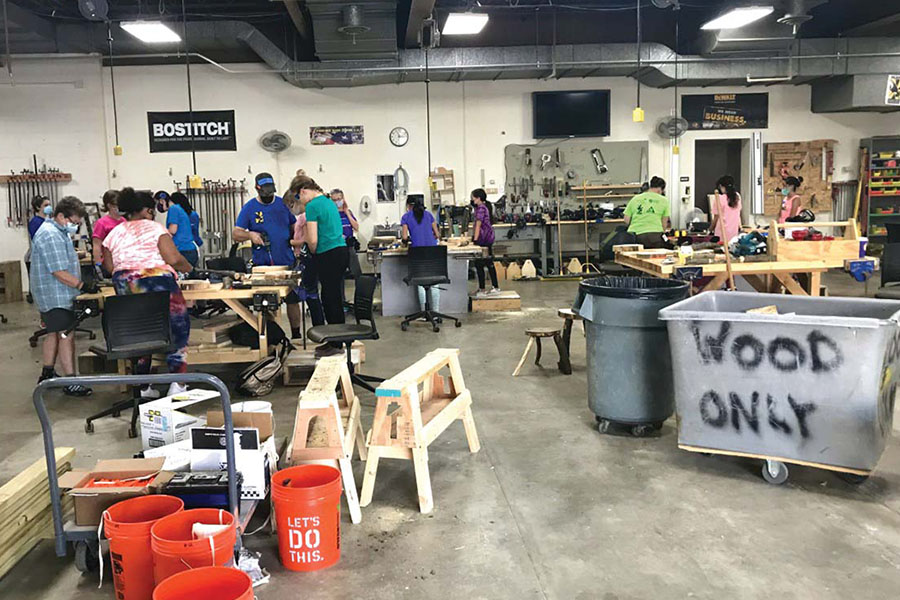 Young women in the CampBuild program.