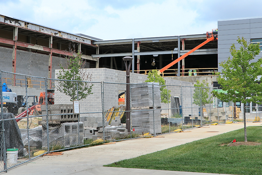 Fitness Center work progresses.