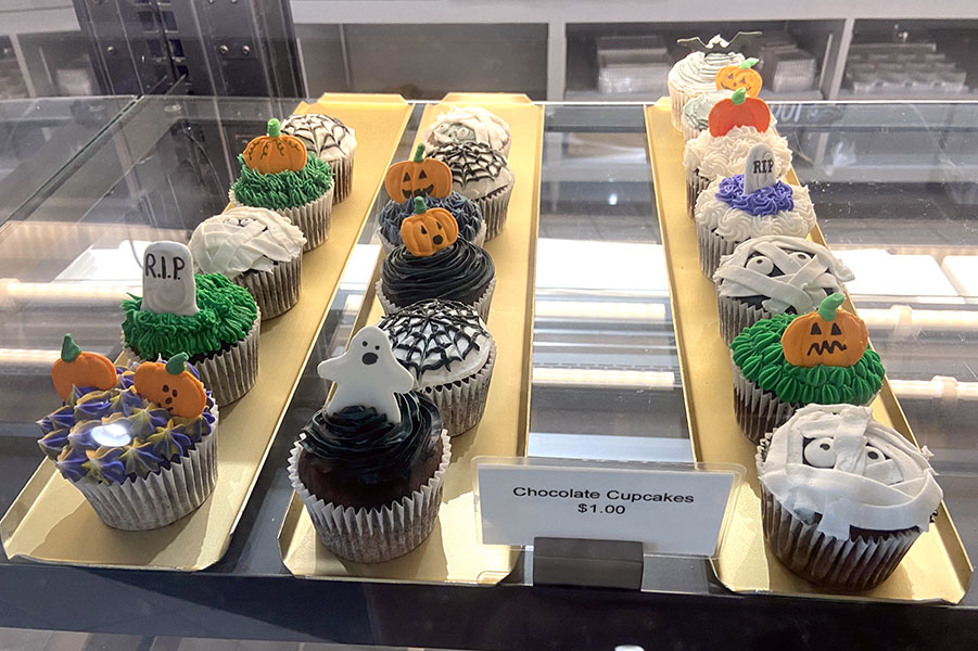 Cupcakes are displayed in Madison College’s bakery at the Truax Campus.