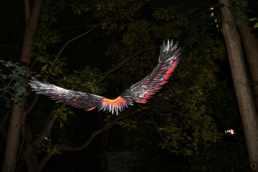 A photo of Night Birds sculpture by Micheal Young