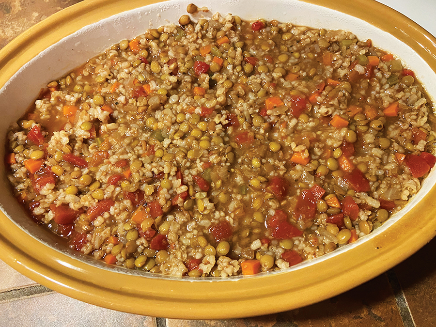 Lentil soup can be a warm meal on a cold night.