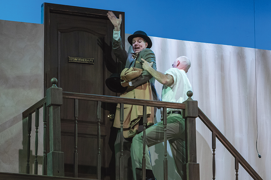 Allen Ebert, left, and Patrick O’Hara perform in the Madison College Performing Arts performance of Harvey.