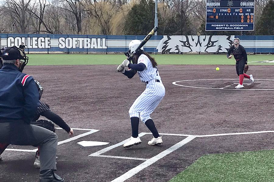 Madison College’s Brianna Brandner bats during a recent home game for the Madison College softball team.